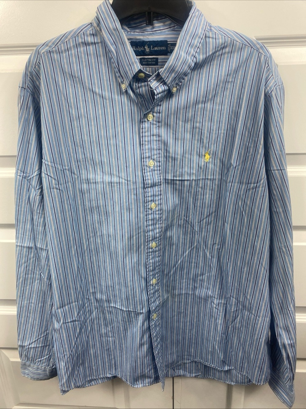 Vintage Ralph Lauren Custom Fit XXL Oxford Button Down Yellow Pony 100% Cotton